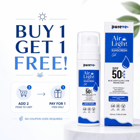 PureVe Airlight SPF 50PA+++ Sunscreen gel with Tea Tree Oil, Vitamin E and DHHB (50 ML)